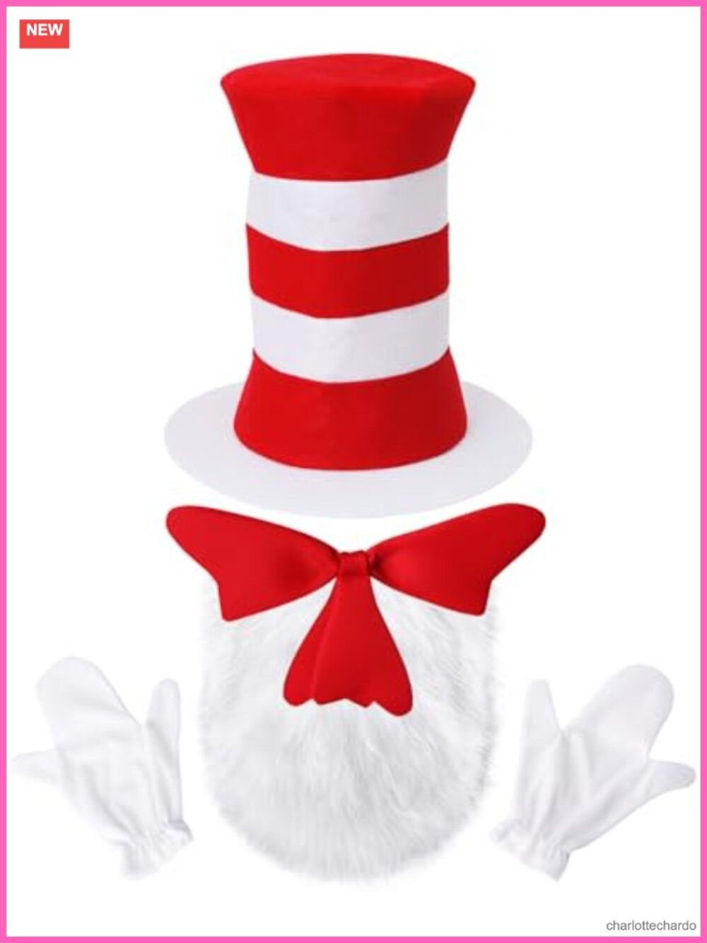5-Piece Halloween Costume Accessory Set Hat Bow Furry Gloves Adult One Size